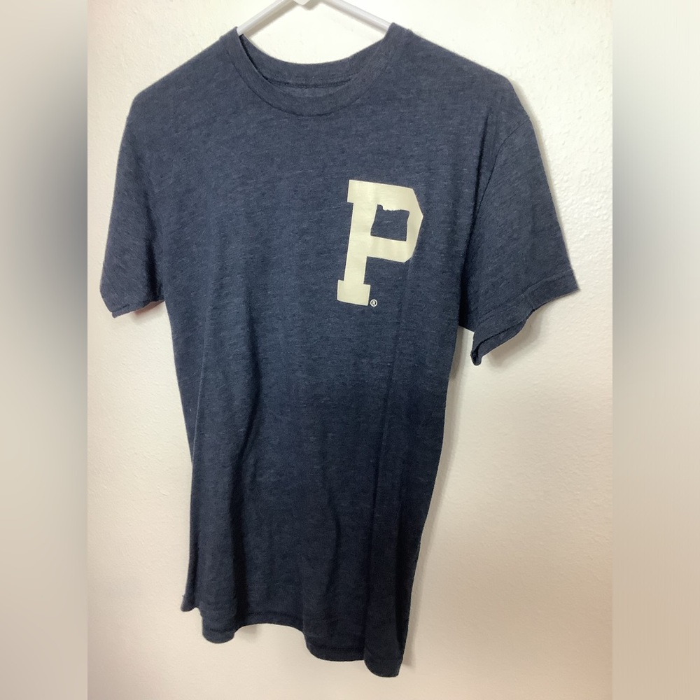 Women’s T-Shirt Blue with white graphics Portland Oregon size Small EUC.